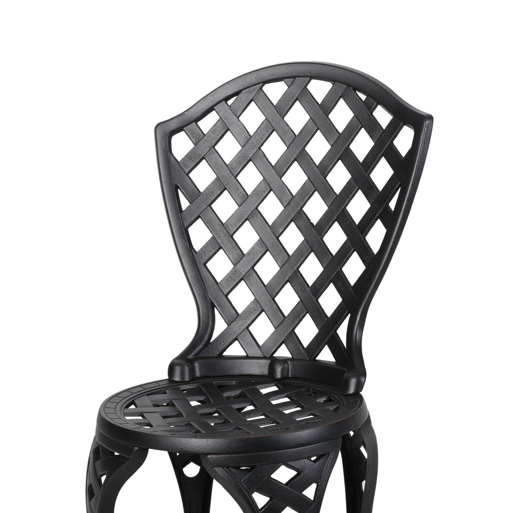 English Elm Christopher Knight Home® - BONO Metal Bistro Set Black - Cast Aluminum Lattice Patio Table & 2 Chairs, Durable Elegant Outdoor Seating (100) 59076.00ALU