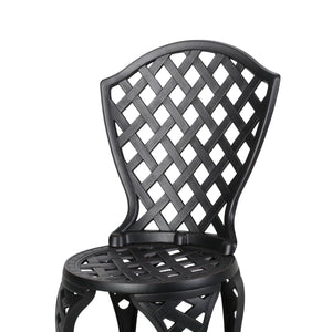 English Elm Christopher Knight Home® - BONO Metal Bistro Set Black - Cast Aluminum Lattice Patio Table & 2 Chairs, Durable Elegant Outdoor Seating (100) 59076.00ALU
