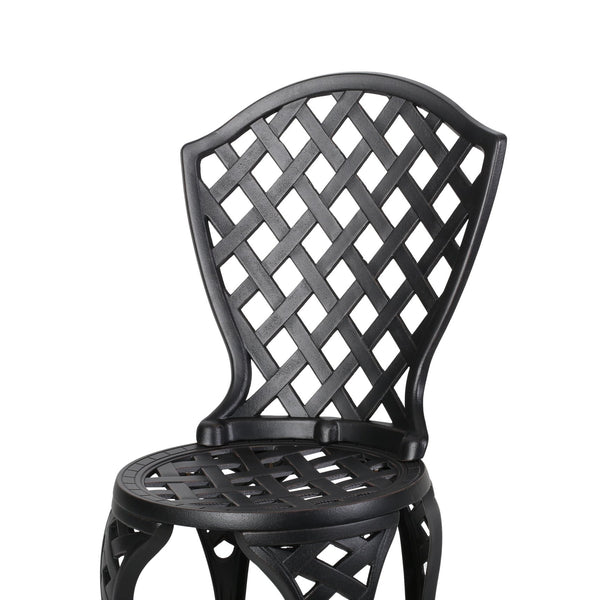 English Elm Christopher Knight Home® - BONO Metal Bistro Set Black - Cast Aluminum Lattice Patio Table & 2 Chairs, Durable Elegant Outdoor Seating (100) 59076.00ALU