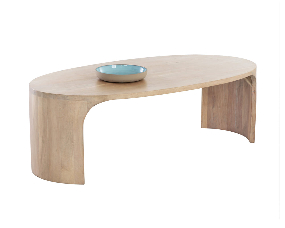 Sunpan Tomas Mid-Century Modern Coffee Table - Oval Solid Acacia Wood with Unique Natural Character 51"W