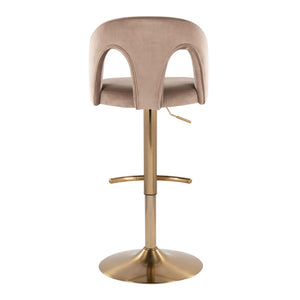English Elm Adjustable Swivel Barstools Set of 2 White Fabric Padded Seats Chrome Base Taupe B202S01956