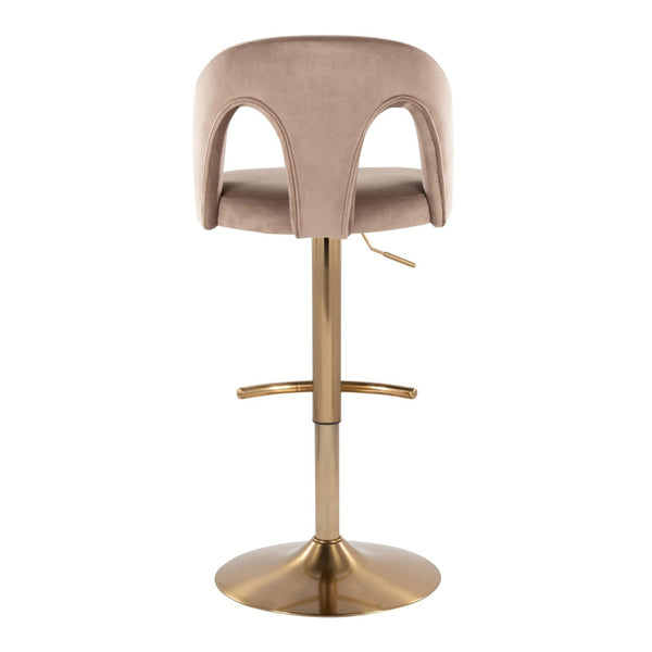English Elm Adjustable Swivel Barstools Set of 2 White Fabric Padded Seats Chrome Base Taupe B202S01956