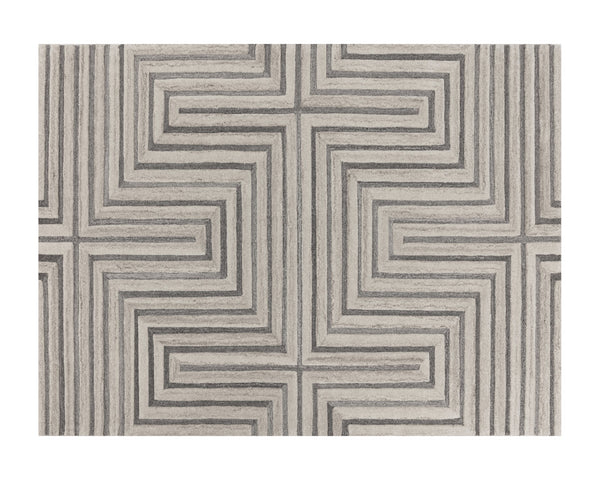 Sunpan Oslow Hand-Tufted Rug - Artisan-Crafted Wool with Unique Maze Pattern in Elegant Beige and Grey Hues 9' X 12'