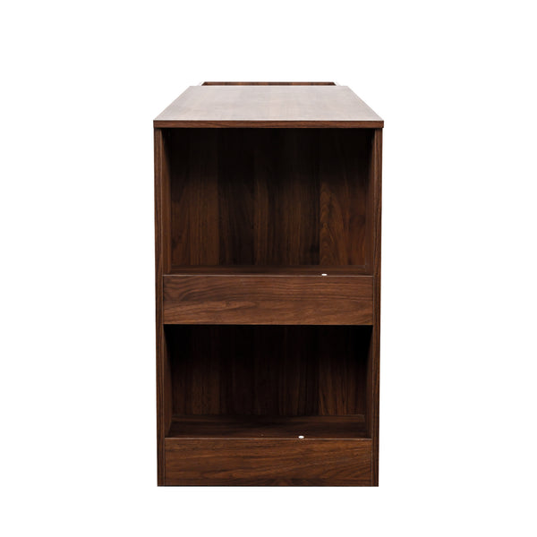 English Elm Computer Corner Desk with Drawers & Foldable Extendable Table, Large Storage Shelves for Home Office W331P297437