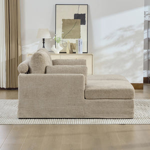 English Elm 63.39" Chenille Convertible Sofa Bed with Pocketed Spring Cushions for Modern Living Spaces Taupe W3189S00031