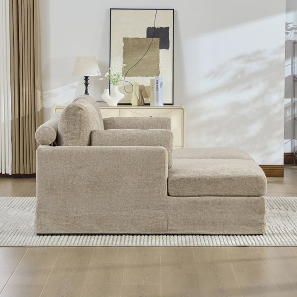English Elm 63.39" Chenille Convertible Sofa Bed with Pocketed Spring Cushions for Modern Living Spaces Taupe W3189S00031