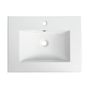English Elm 24-inch Ceramic Undermount Bathroom Sink Gloss White Glaze with Pre-drilled Faucet Opening W3151P264908