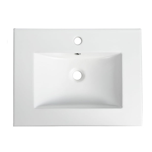 English Elm 24-inch Ceramic Undermount Bathroom Sink Gloss White Glaze with Pre-drilled Faucet Opening W3151P264908