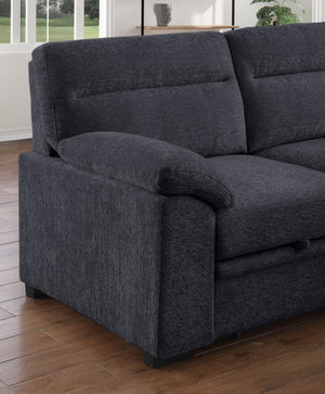 English Elm Kipling Chenille Sleeper Sectional with Storage Chaise and Usb Console Charging Dark Gray B061S00951