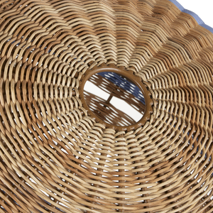 Senjyo Tilted Orb Chandelier – Artisan Rattan & Wrought Iron Pendant Light in Blue & Khaki Finish