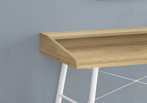 English Elm Computer Desk with Smooth Wood-Look Laminate Top and White Metal Frame — Compact 30" Workstation Natural 50 L x 26 W x 4 H B2710P219820