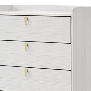 English Elm White Five-Drawer Chest with Metal Legs, Knob Handles, Durable Storage Organizer for Bedroom Elegance B062P209053