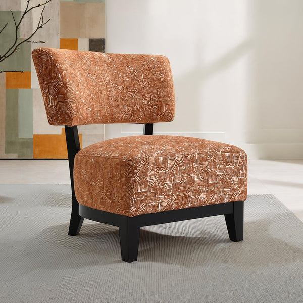 English Elm Contemporary Sculpted Barrel-Back Arm Chair with Smooth Casters, Neutral Textured Upholstery, Stylish Accent Seating Orange,Rustic 38 L x 29 W x 35 H B2741P401405