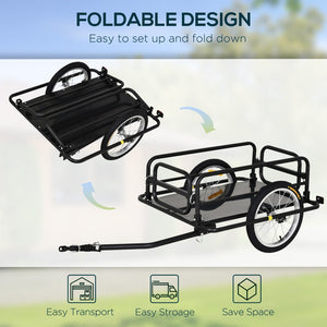 English Elm Aosom Heavy Duty Steel Bike Cargo Trailer Foldable 110 Lb Capacity Universal Hitch W2225P200662