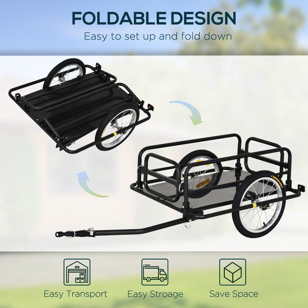 English Elm Aosom Heavy Duty Steel Bike Cargo Trailer Foldable 110 Lb Capacity Universal Hitch W2225P200662