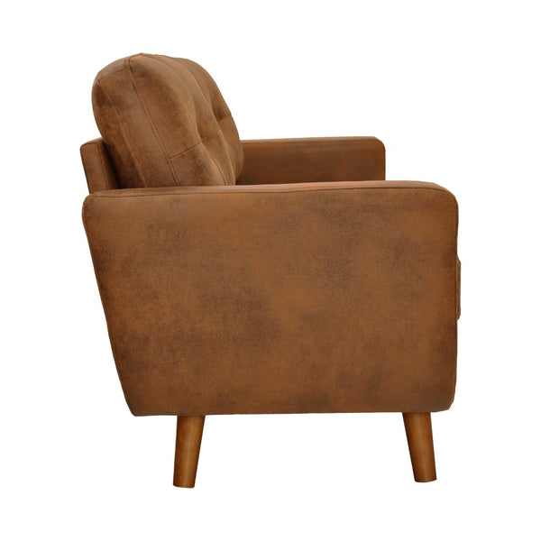 English Elm 65-inch Two Seat Sofa Breathable Foil Fabric Diamond Quilted Back Solid Wood Legs Light Brown W5568P478805