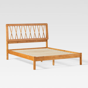 X Spindle Mid-century Modern Solid Wood Full Bed Caramel XAVB6BCA Walker Edison