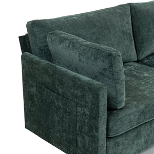 English Elm 111.42*32.28" XXL 3-Seater Chenille Sofa with Ultra-Soft Cushions, High-Rebound Comfort & Sturdy Black Legs Dark Green W2715S00002