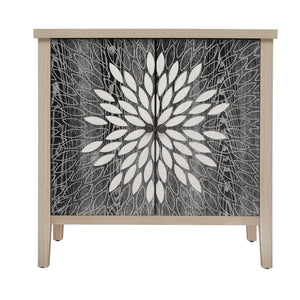 English Elm 2-Door Carved Storage Cabinet with Floral Handle, Adjustable Shelf, Anti-Tip Safety, Slim Design Black,Natural W688P232768