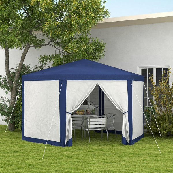 English Elm Outsunny Hexagon Party Canopy with Mesh Sidewalls Uv Roof Steel Frame Outdoor W2225P174174