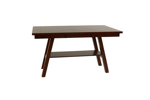 English Elm Dining Rectangle Table with Open Shelf Solid Rubberwood Finish 66" x 40" Contemporary Dining Room Centerpiece Walnut 71 L x 45 W x 7 H B011P192197