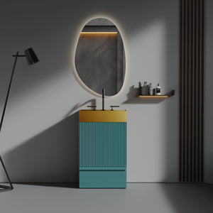 English Elm Gada 20" Aquamarine Bathroom Vanity With Gold Stainless Steel Sink - Modern Freestanding Design W1865S00095