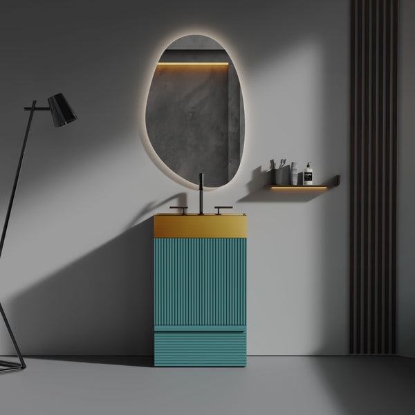 English Elm Gada 20" Aquamarine Bathroom Vanity With Gold Stainless Steel Sink - Modern Freestanding Design W1865S00095
