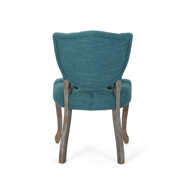 English Elm Kd Button Tufted Dining Chairs Set of 2 Rubberwood Scrolled Legs Vintage Style 61624.00FT