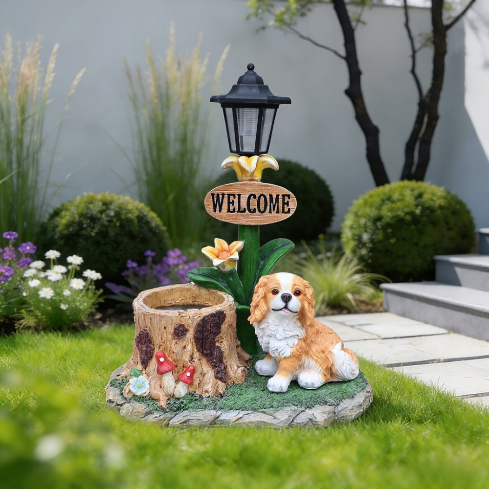 English Elm Sitting Corgi Resin Planter Sculpture Whimsical Porch Garden Decor with Succulent Cavity W5398P464242