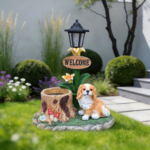 English Elm Sitting Corgi Resin Planter Sculpture Whimsical Porch Garden Decor with Succulent Cavity W5398P464242