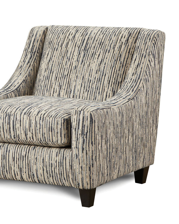 English Elm Sloping Etched-Art Upholstery Chair with Sloping Track Arms, Gel Foam Comfort & Tapered Legs B2741P376981