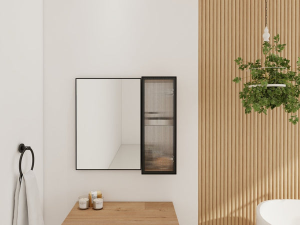 English Elm 10'' Floating Bathroom Mirror Cabinet Plywood Body Acrylic Door Adjustable Shelf W999P470297