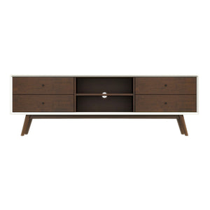 English Elm Ashcroft Furniture - Caroline Mid-Century Walnut TV Stand for Up to 72" Screens — Solid Wood Low-Profile Media Console Brown,White B183P231847
