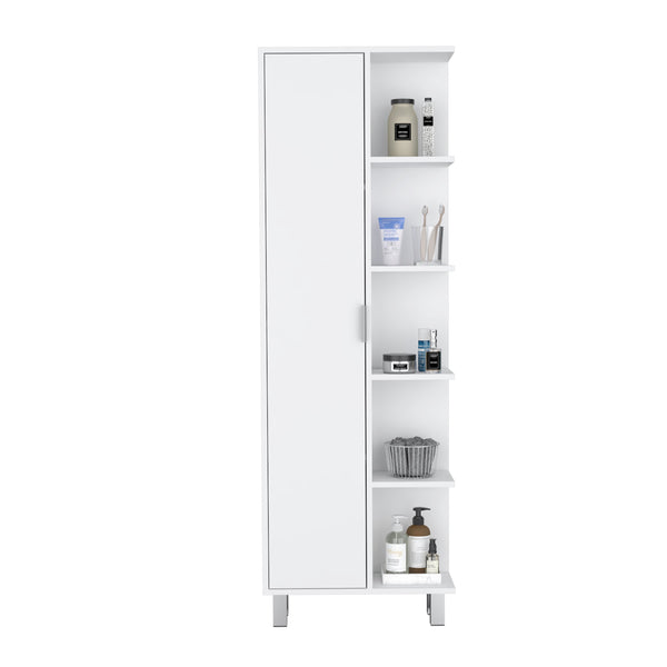 English Elm Keller Slim Linen Cabinet 63" H White – 1 Door, 9 Adjustable Shelves, Elegant Durable Storage Solution B097P199738