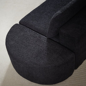 English Elm Modular Chenille Sectional Sofa with Curved Footstools and Cloud Foam Cushioning Black W3505S00057