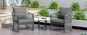 English Elm Christopher Knight Home® - [Set Of 2] Modern Gray Lounge Chairs With Curved Aluminum Frame & Cushions For Stylish Comfort Outdoors N767P237033G_2