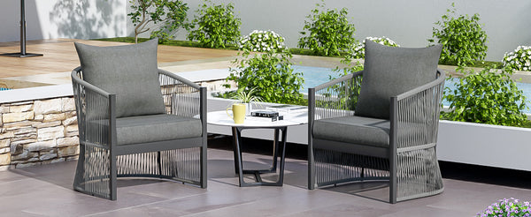 English Elm Christopher Knight Home® - [Set Of 2] Modern Gray Lounge Chairs With Curved Aluminum Frame & Cushions For Stylish Comfort Outdoors N767P237033G_2