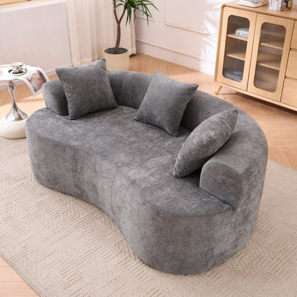 English Elm Crescent-shaped Cloud Sofa Three Seat Low Profile Chenille Living Room Curved Couch Gray W2012P375721