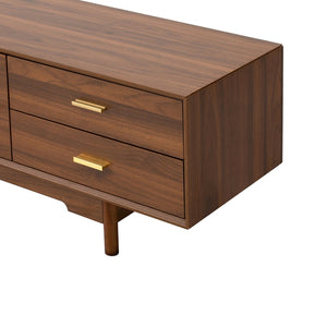 English Elm 78inch Walnut Entertainment Center Fluted Glass Solid Wood Legs Modern Living Room N710P362203P