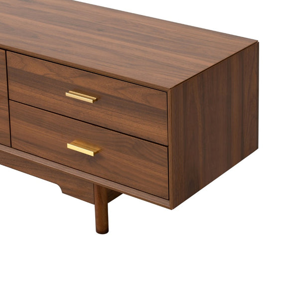 English Elm 78inch Walnut Entertainment Center Fluted Glass Solid Wood Legs Modern Living Room N710P362203P