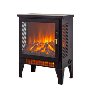 English Elm 18 Inch Freestanding Electric Fireplace Stove with 3d Led Flame and Matte Black Finish W1769P345279