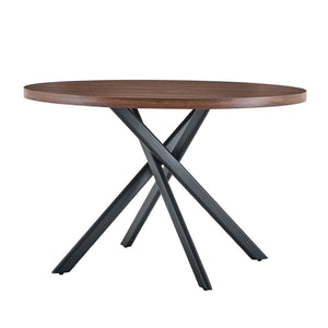 English Elm Round Foldable Mdf Dining Table with Radial Legs for Small Space Bistro Interiors Dark Walnut W3493P462092