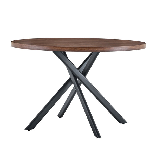 English Elm Round Foldable Mdf Dining Table with Radial Legs for Small Space Bistro Interiors Dark Walnut W3493P462092