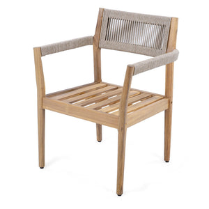 English Elm Christopher Knight Home® - Braided Acacia Wood Outdoor Dining Chairs Set Of 2 – Stylish Teak Finish With Cream Cushions & Armrests N770P286668C