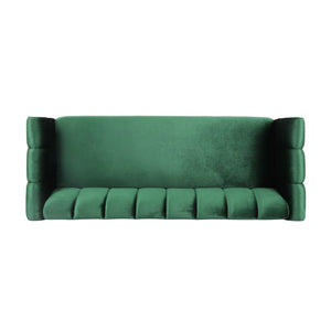 English Elm Miranda Channel Stitch Velvet Sofa Curved Shell Design for Glam Living Rooms N771P371449L_N771P371450L