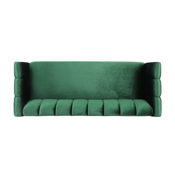 English Elm Miranda Channel Stitch Velvet Sofa Curved Shell Design for Glam Living Rooms N771P371449L_N771P371450L