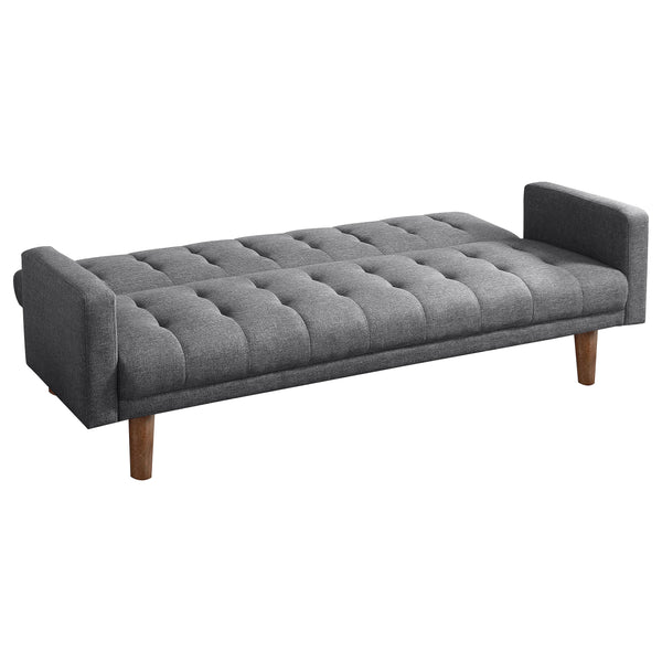English Elm Mohawk Grey Tufted Convertible Sofa Bed with Walnut Legs — Modern Chic, Plush Comfort & Durable Build B062P328723