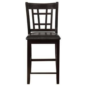 English Elm Danford Espresso Pedestal Counter Dining Set with Storage Base and Leatherette Stools B062S01104