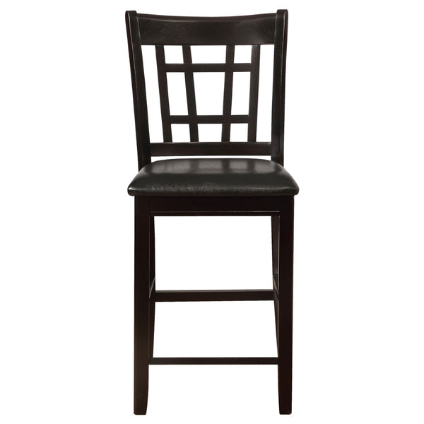 English Elm Danford Espresso Pedestal Counter Dining Set with Storage Base and Leatherette Stools B062S01104