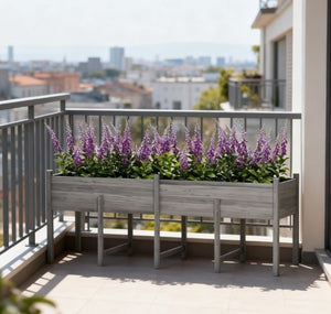 English Elm Large Fir Wood Raised Garden Bed with Legs Fabric Liner Drainage Patio Ready T3971P422203